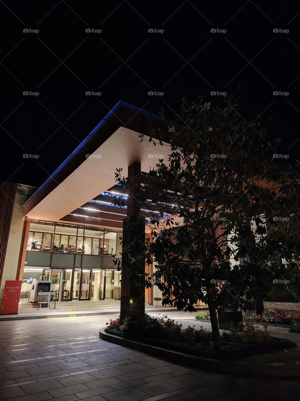 Buildings at night, photography.