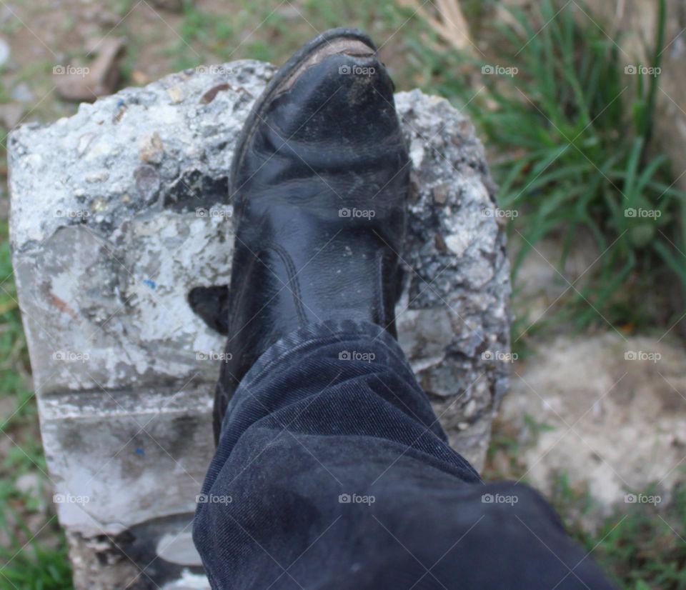 What will be done if the step is stopped because it is blocked by concrete but this is just a figure of speech that doesn't need to be thought about