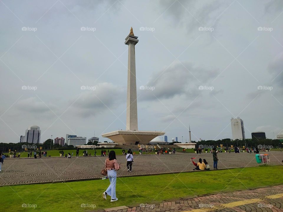 National Monument or Monas.  One of the famous tourist icons of the City of Jakarta