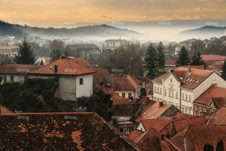 Fog and mist at Krapina city, Croatia