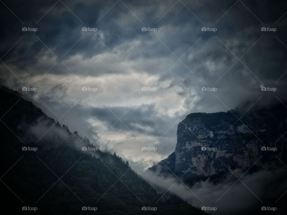 mountains and clouds
