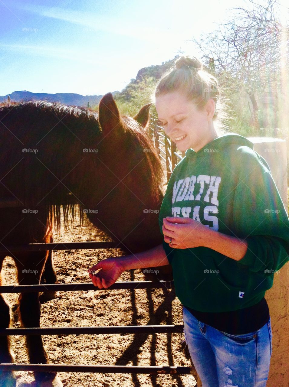 Petting the horse