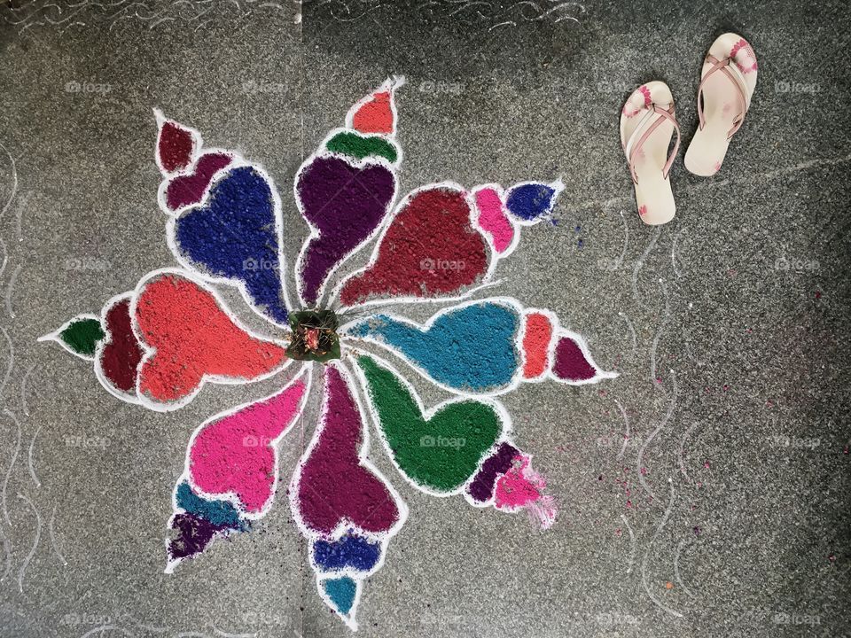 Colorful rangoli for traditional festival