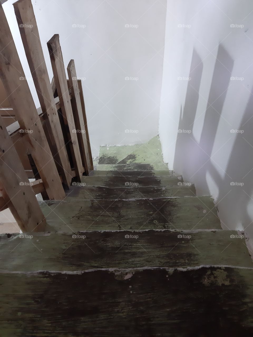 The green stairs and its shadow
