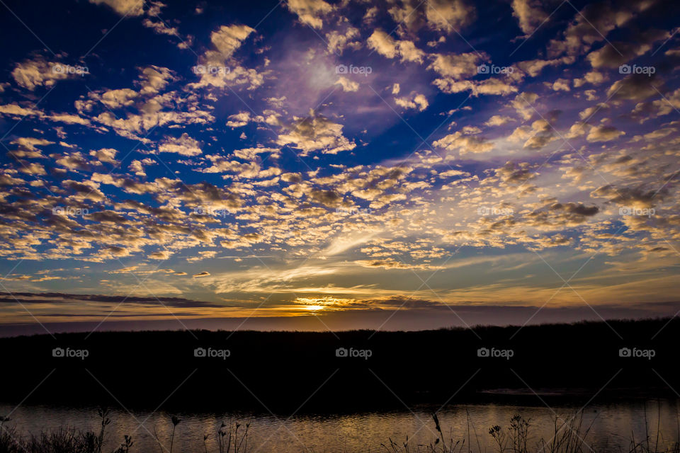 Sunset over the river