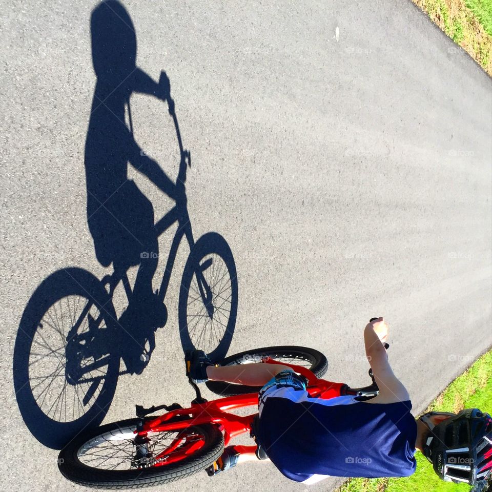 Biking with my shadow