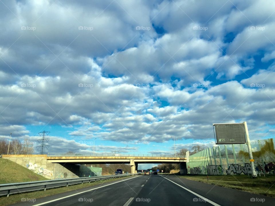 Enschede The Netherlands highway on a beautiful day. 