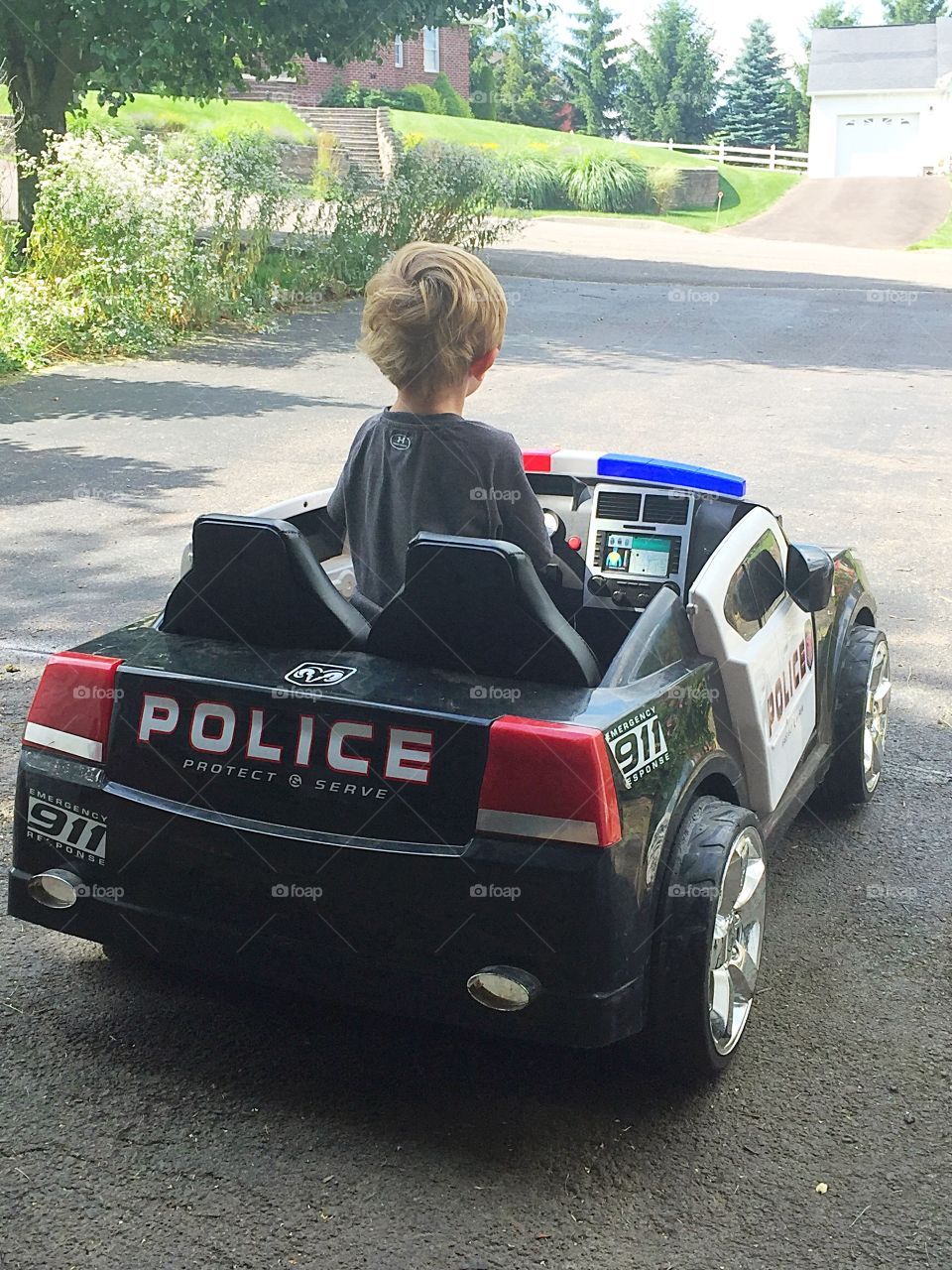 Young officer in pursuit. 
