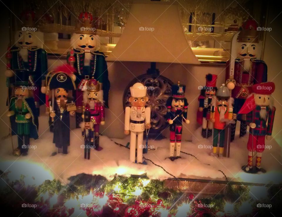 The peak of my nutcracker collection during the life and love of my late wife.