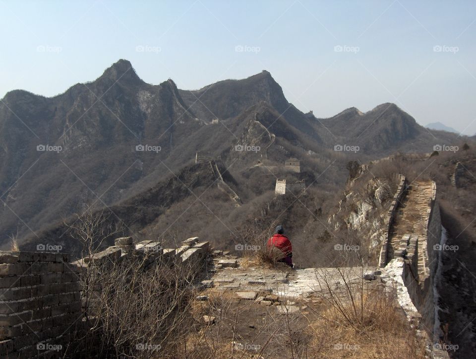 Hiking unrenovated Great Wall near  Beijing China