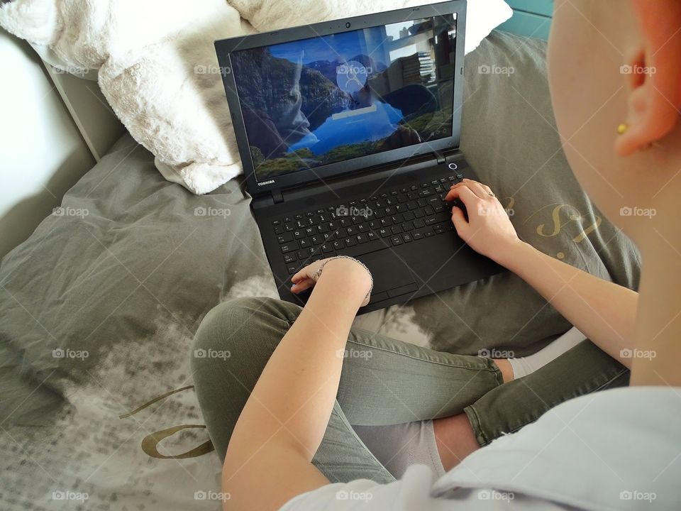 Girl using laptop