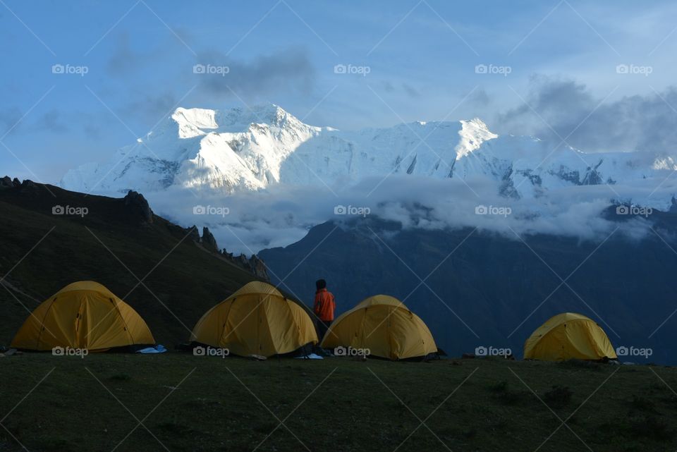 annapurna conservation area Manang nepal view of Annapurna mountain 2 & 3 and left side gaanapurna mountain 