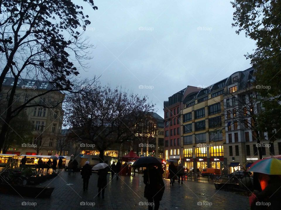 a rainy  evening at Hackescher Markt