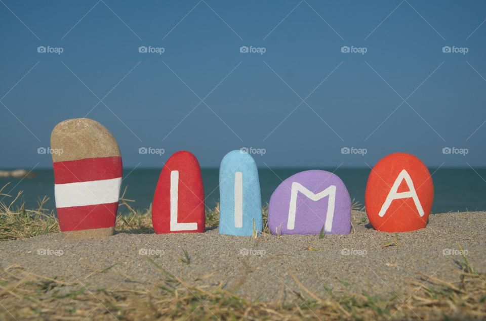 Souvenir on colourful stones of Lima, Perù