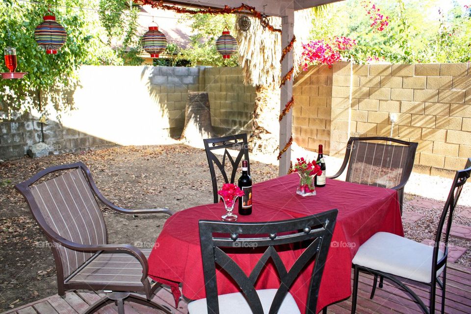 Backyard dinner spread