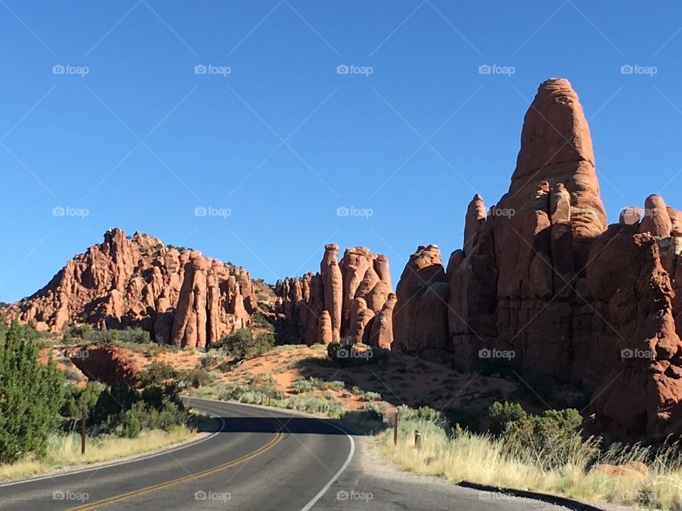 Stacks of red rock in Moab Utah