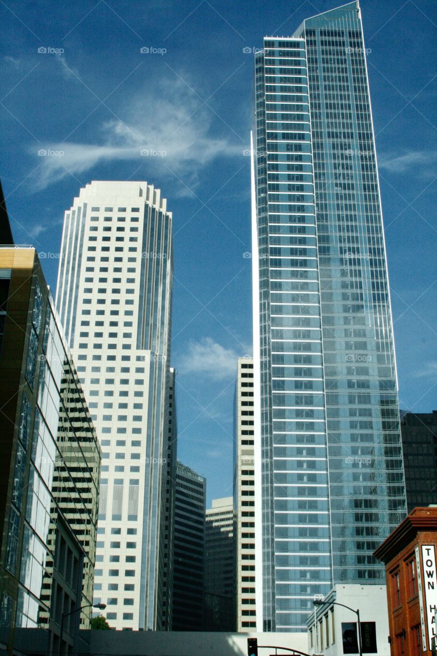 Street with skyscrapers 