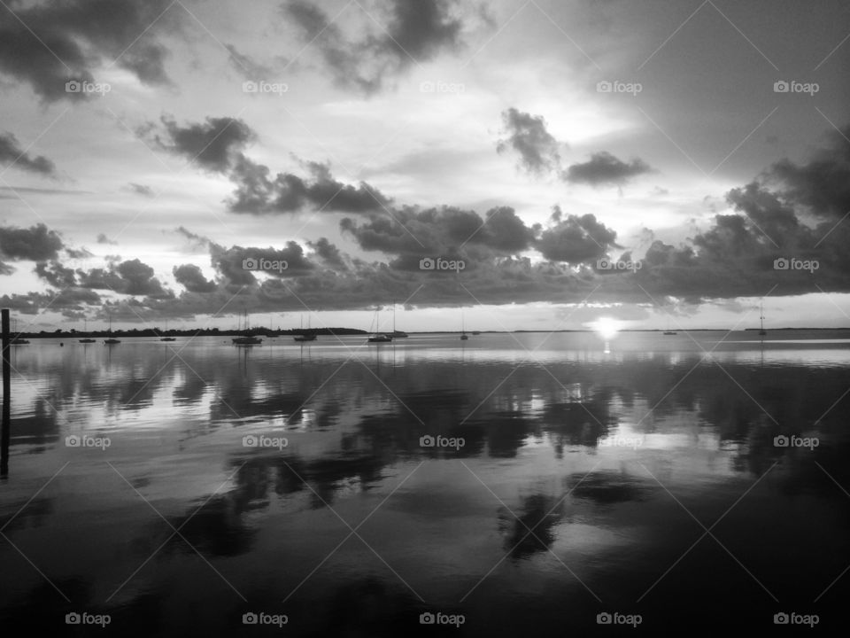 Florida Bay water at sunset