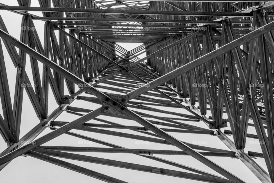 A view towards the top of an electricity tower