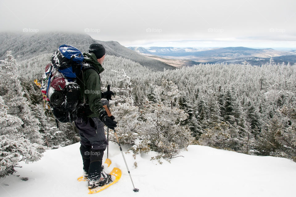 Snowshoeing in the mountains of Maine