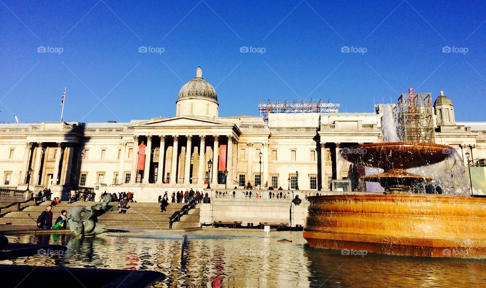 National Gallery and Trafalgar square in London