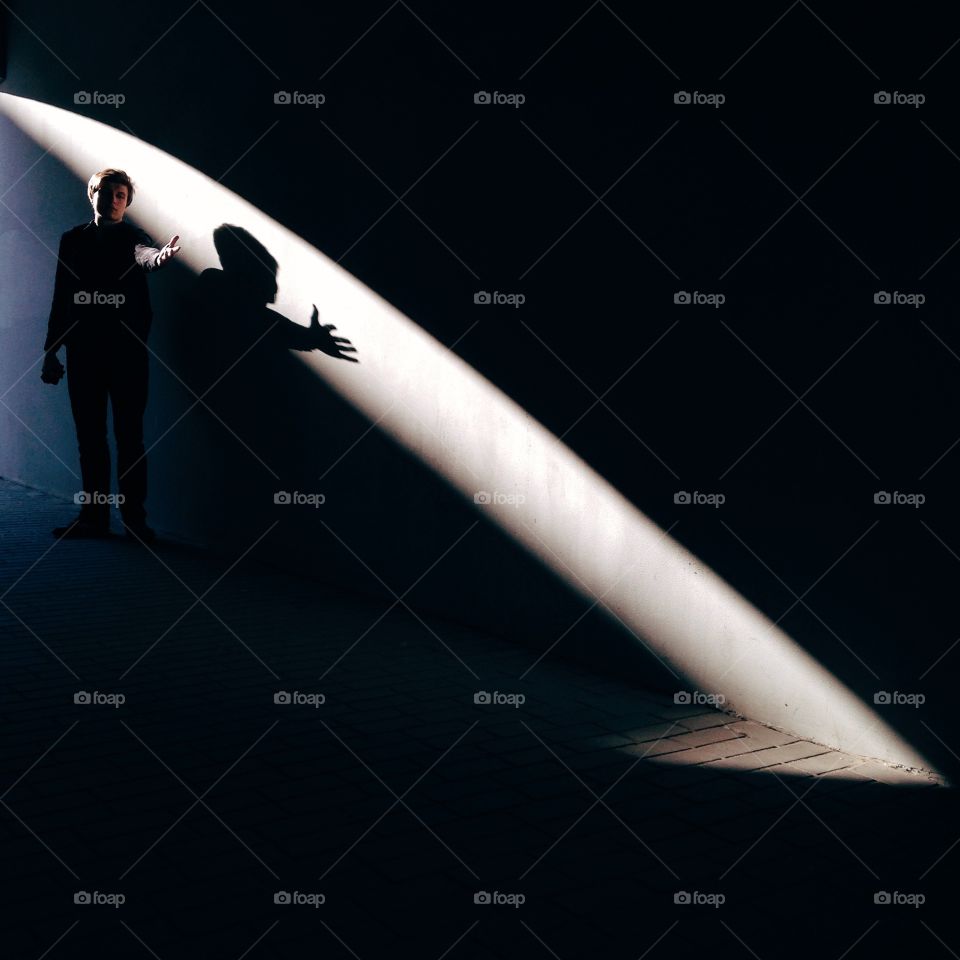 Shadow of a man on wall