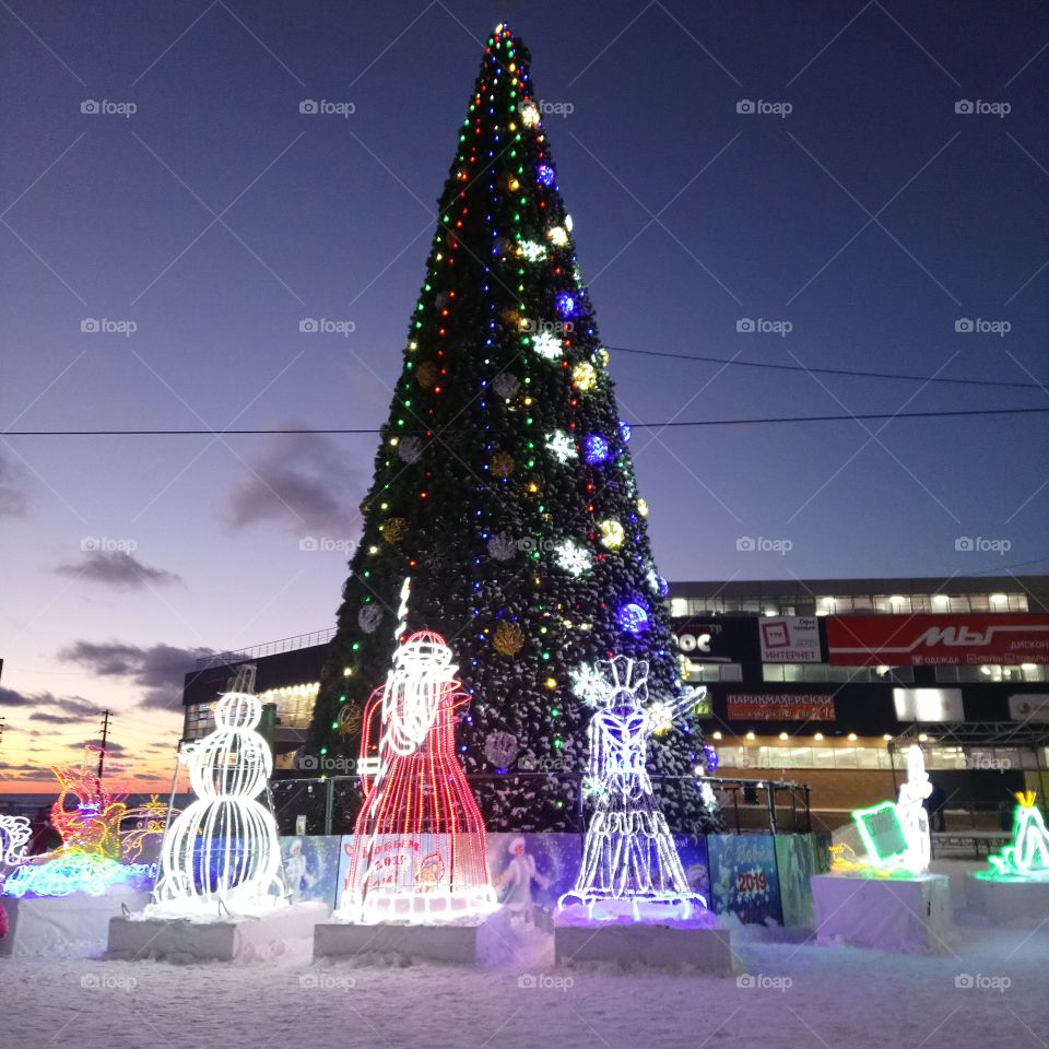 New Year evening in a small city