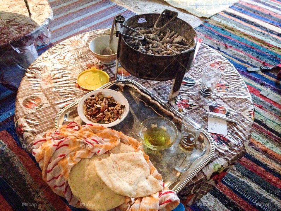 Berber breakfast. Breakfast in Berber mountains