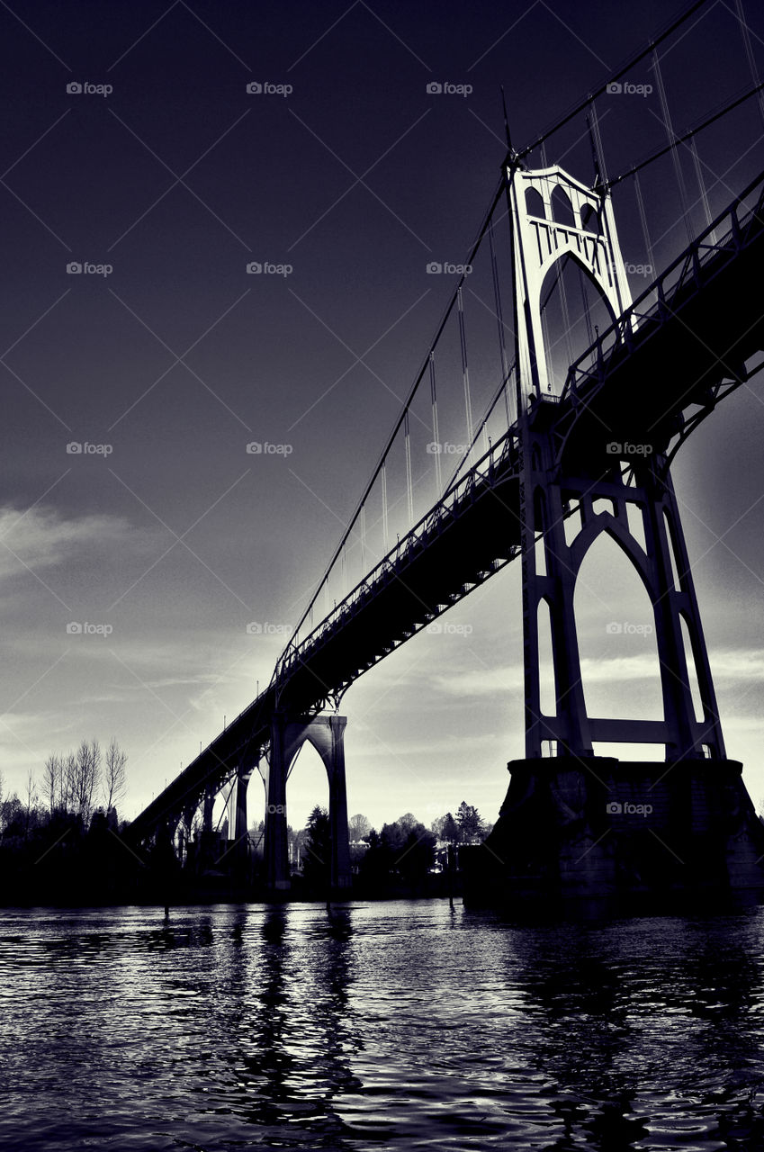 St. John's Bridge. Taken from a boat on the Willamette River 