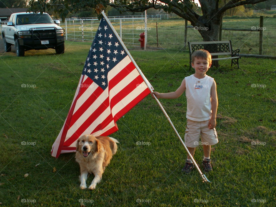 Boy holding england flag