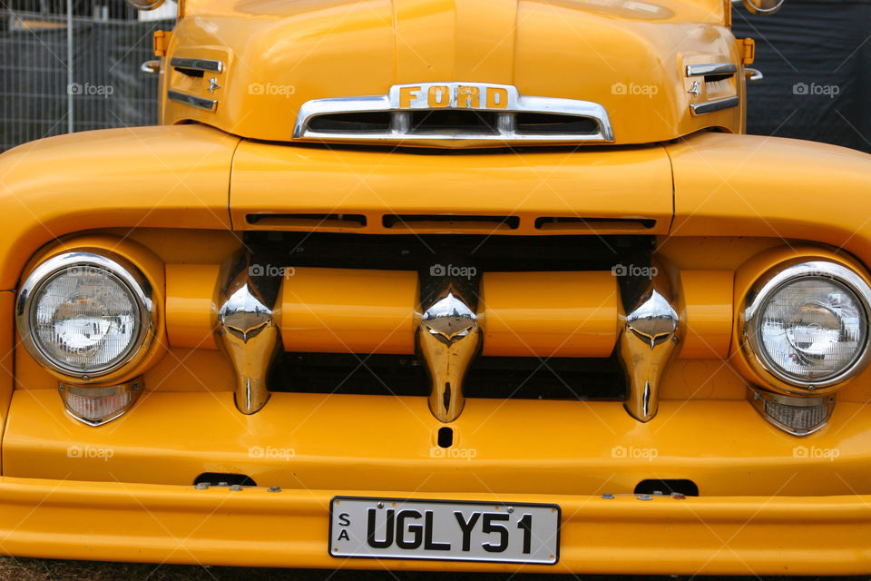 yellow car grill ford by kshapley