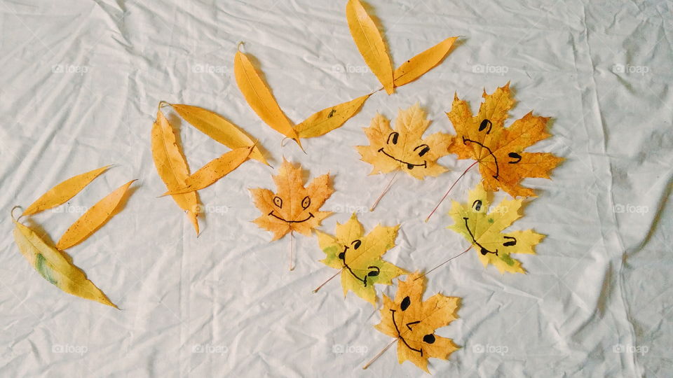 autumn, leaves, October, September, background, smile, smile, yellow, sign