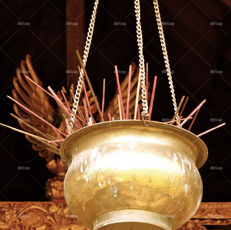 Incense bowl. Incense bowl in a temple in Bali