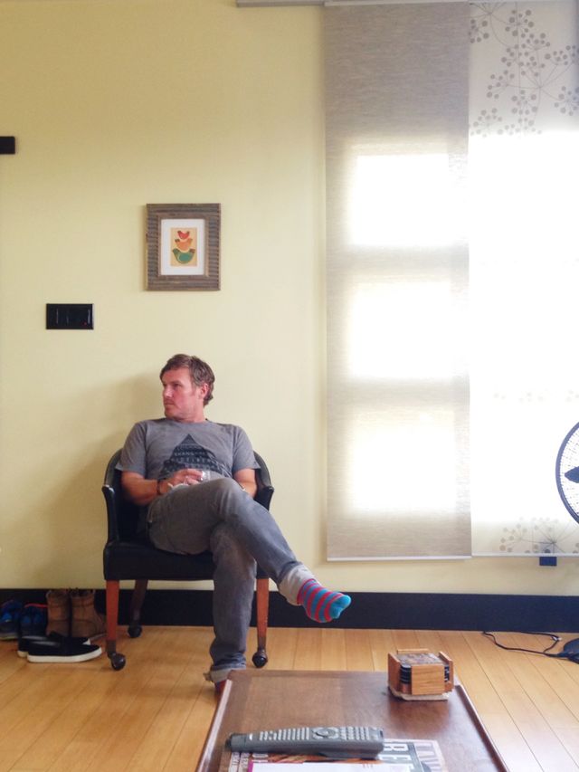 Waiting patiently . Boyfriend in living room 