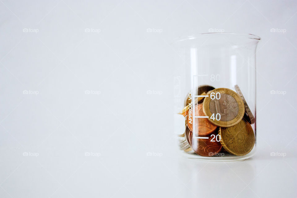 Beaker of coins