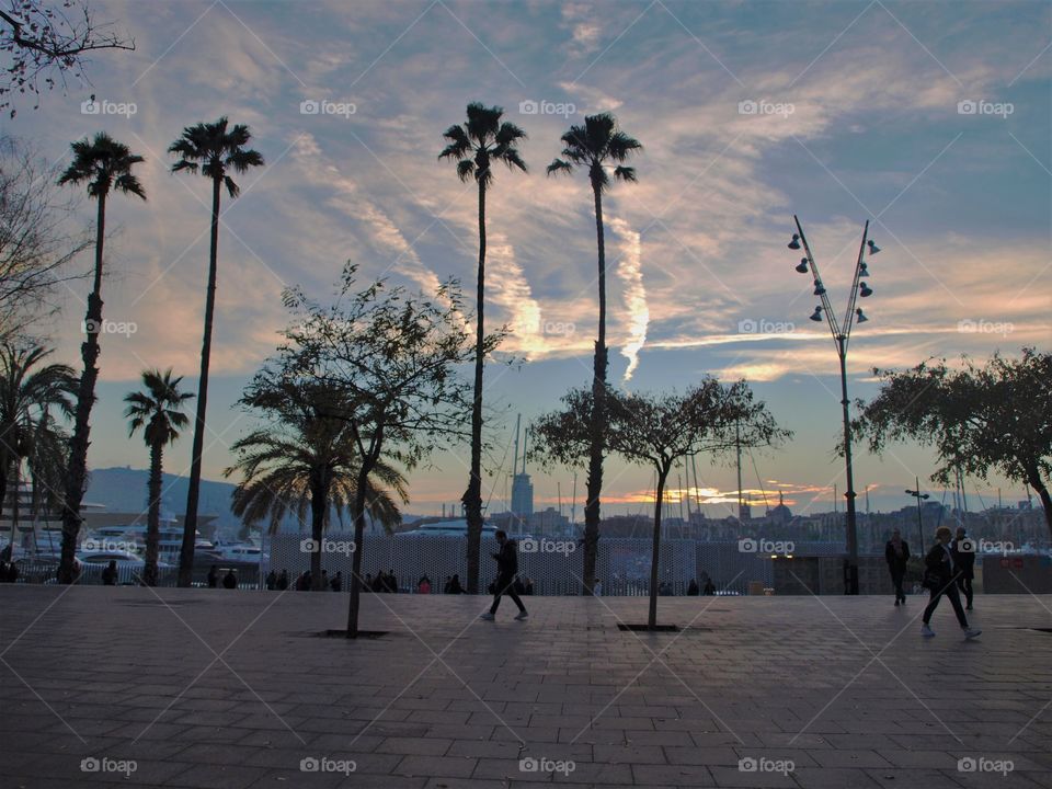 Barceloneta at sunset 