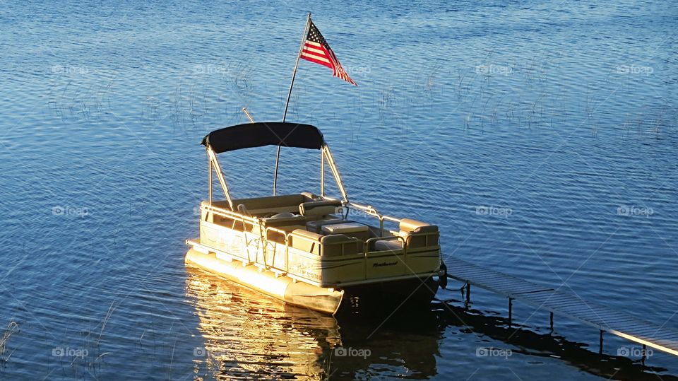 American Flag on dock