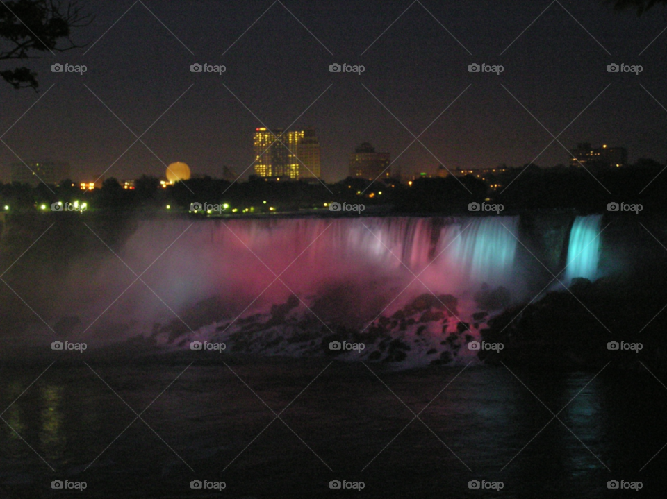 colourful night waterfall canada by kevsrich