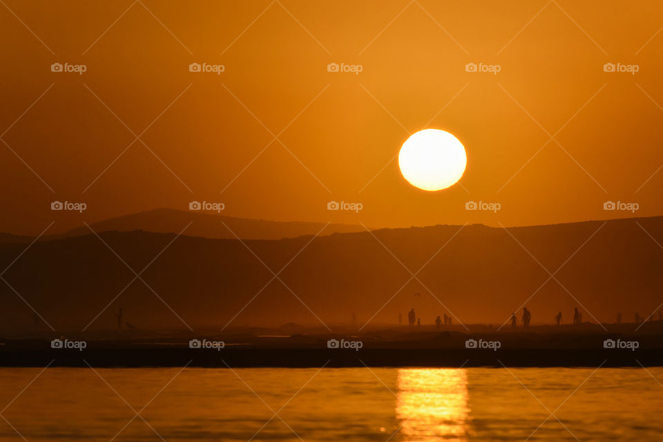 African Coastal Sunset On Hot Summer Beach, Mossel Bay, South Africa