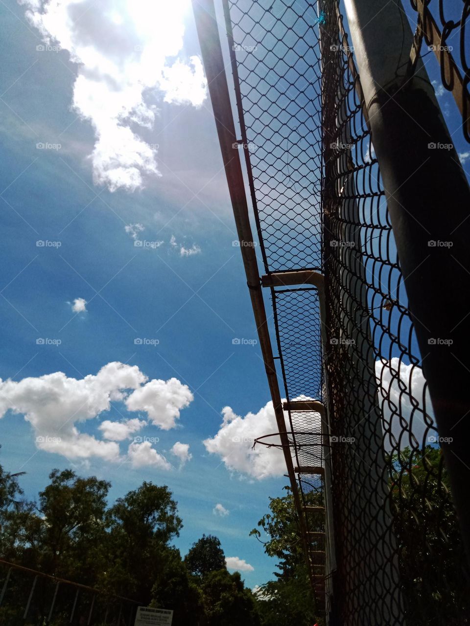 safety fence on the pedestrian bridge