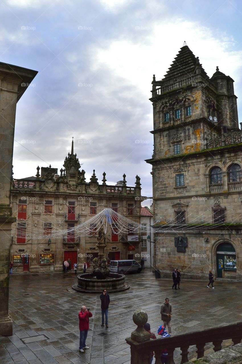 Fuente de los Caballos in Platerías Square. Santiago de Compostela, Spain.