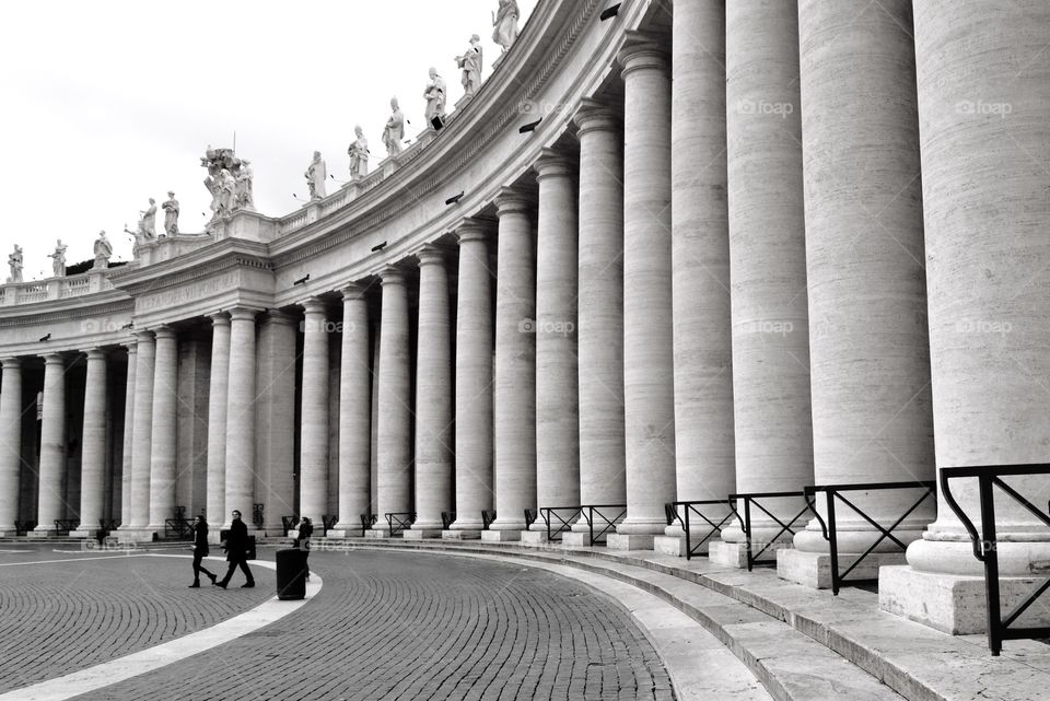 St. Peter's Square. The columns of St. Peter's Square in Vatican.