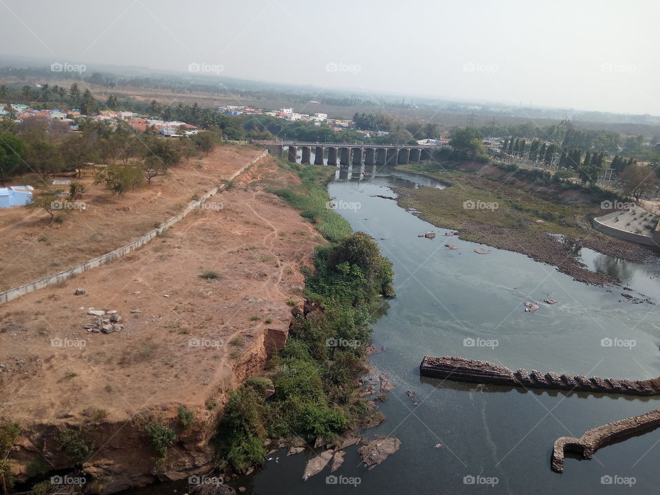 from dam top road view