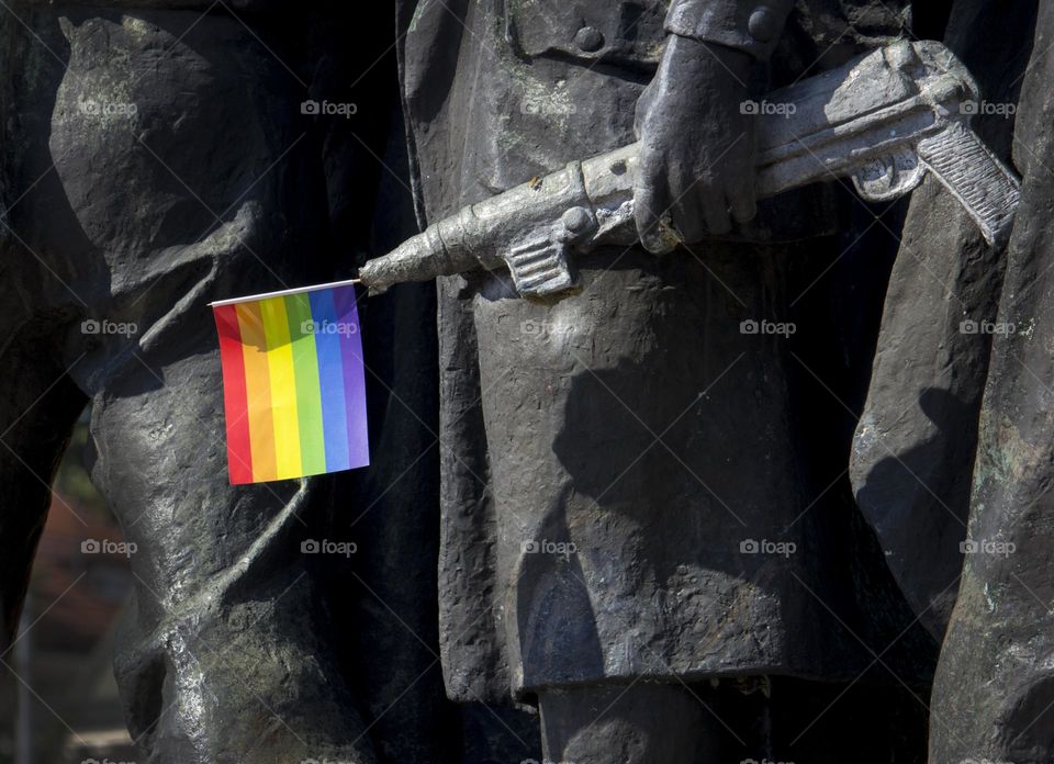 Rainbow flag in metal weapon