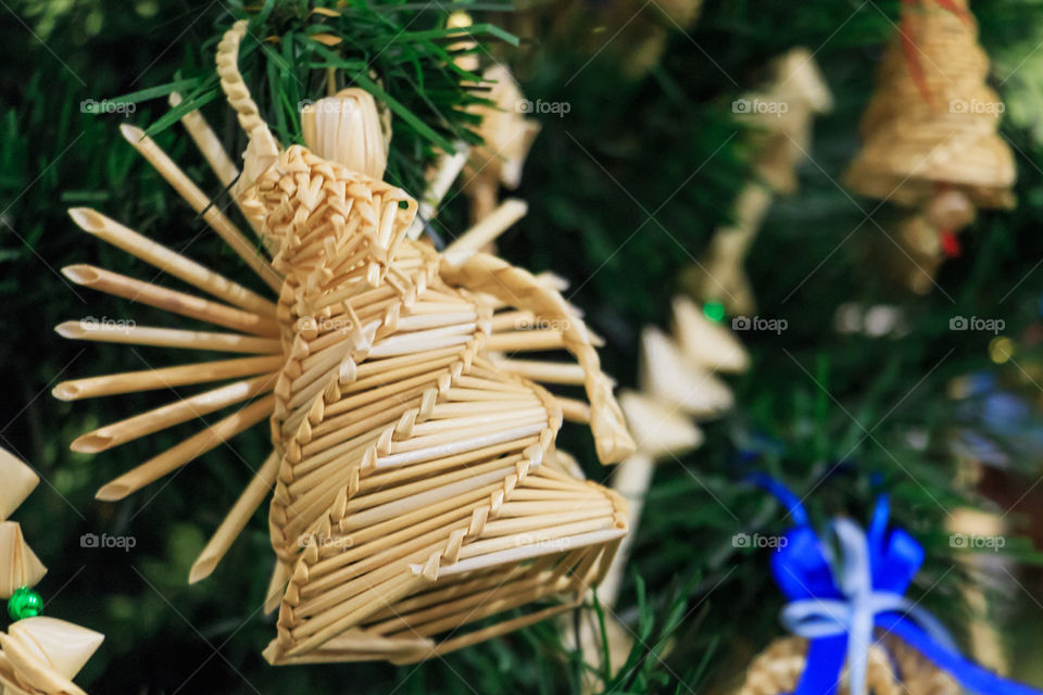 christmas bell of straw