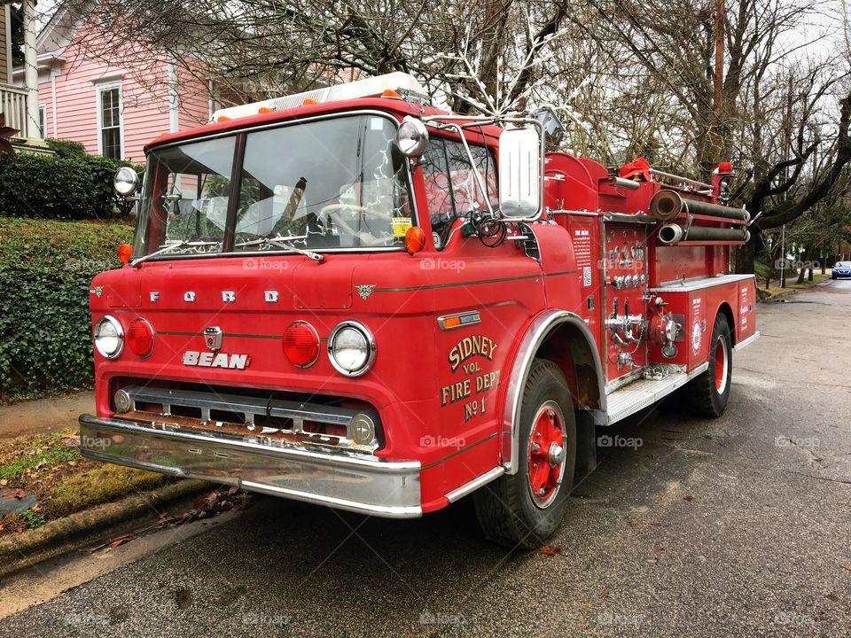 Vintage red fire truck 