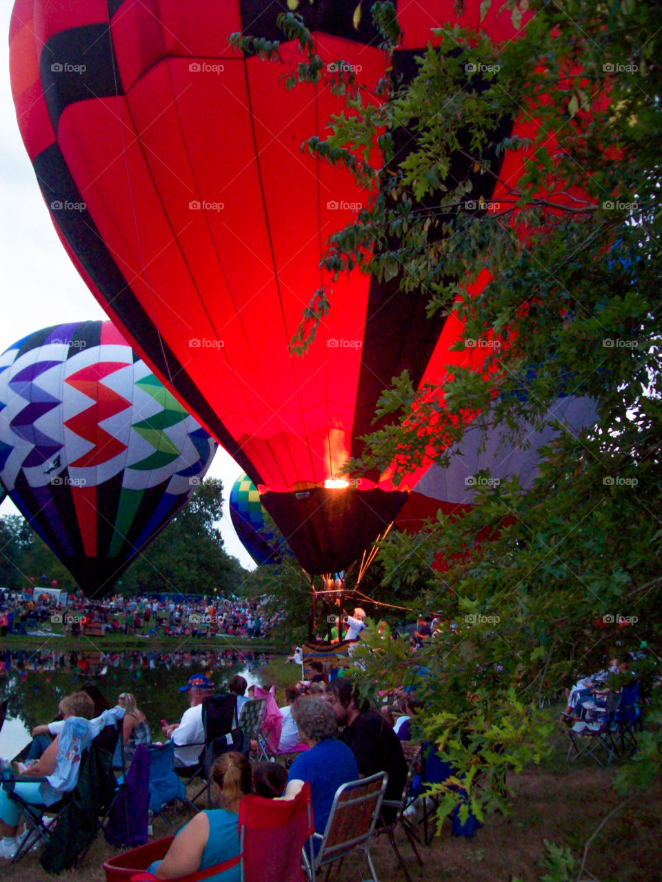 hot air balloon glow at dusk