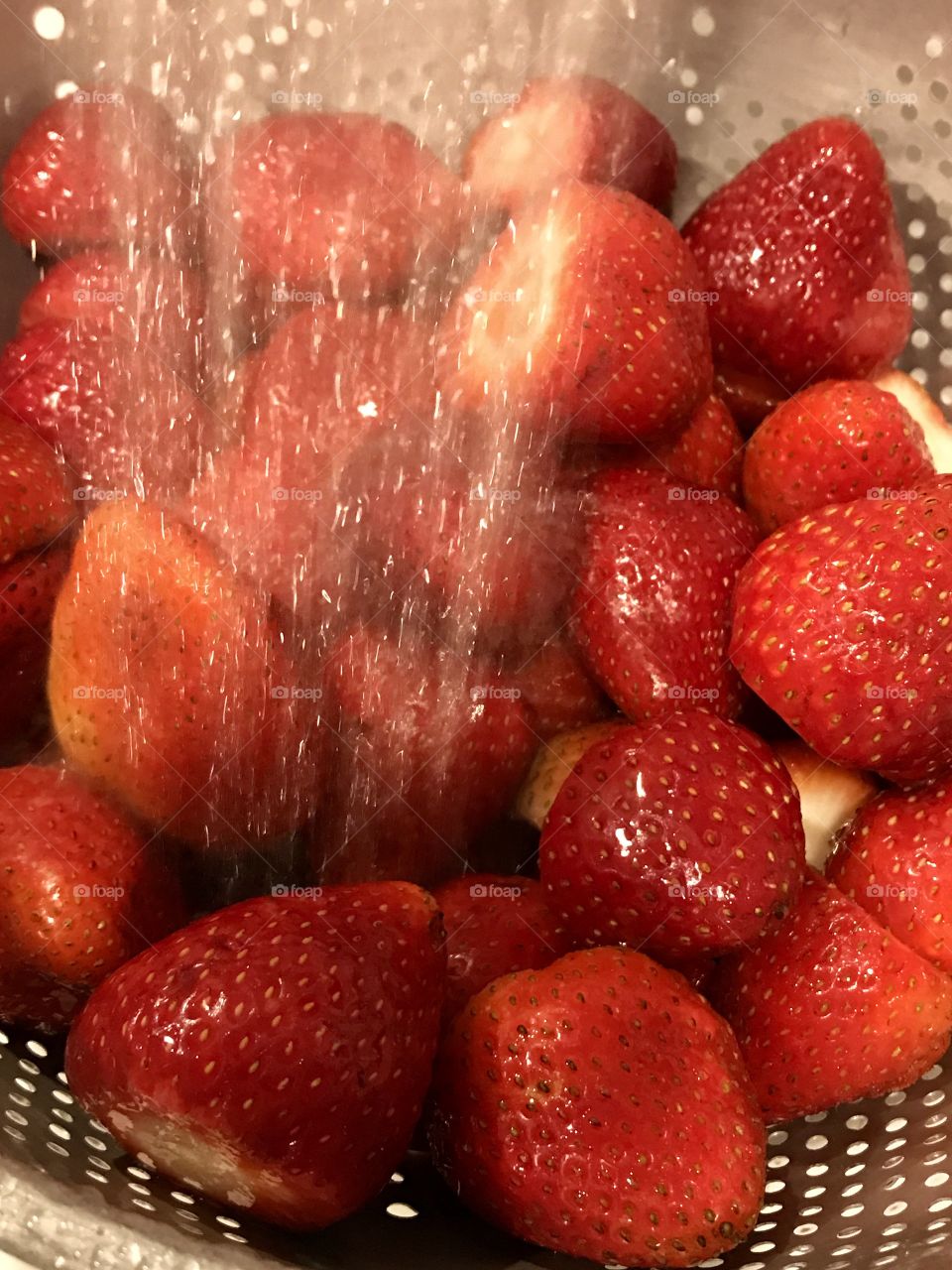 Rinsing strawberries 