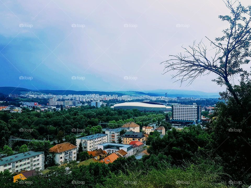 above the city of Cluj Napoca