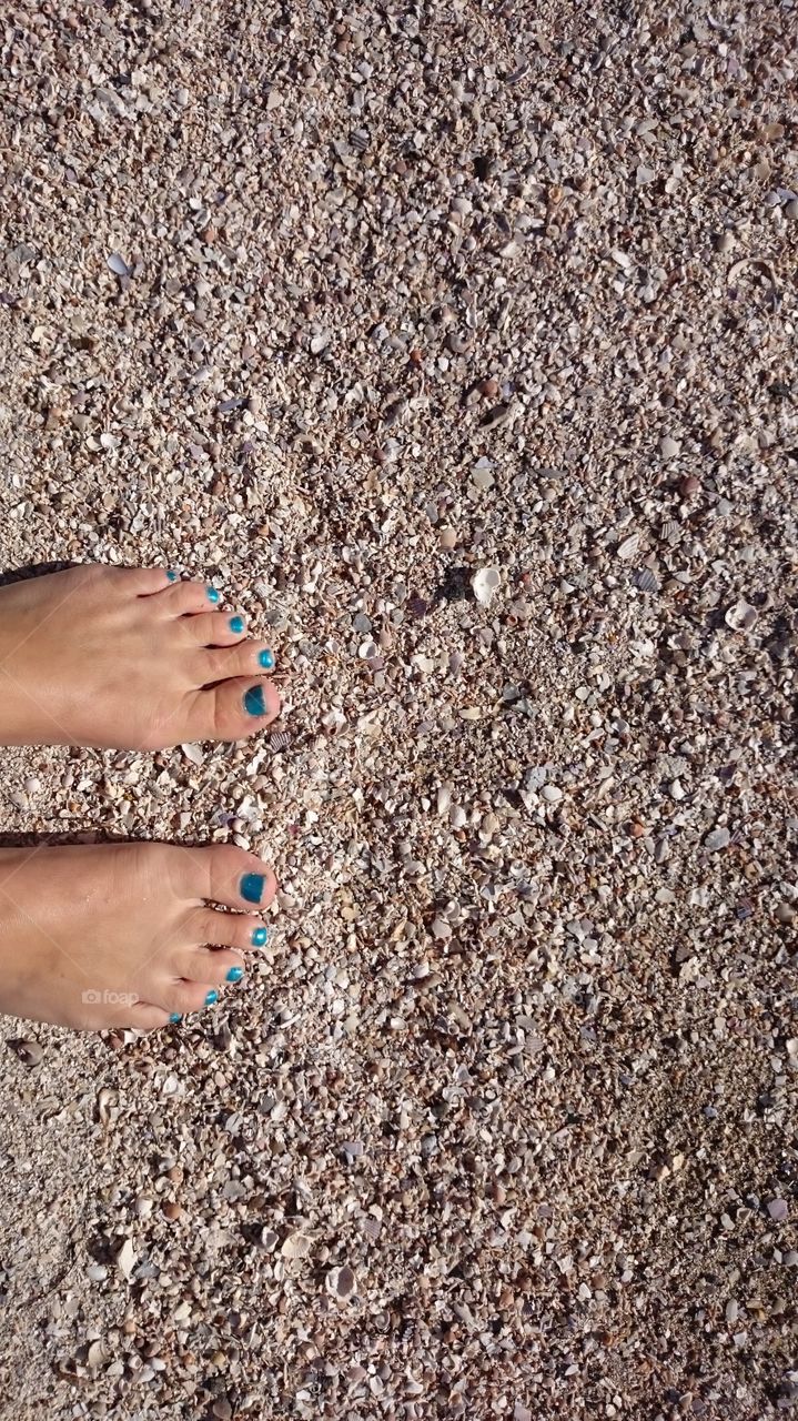 Barefoot on the beach